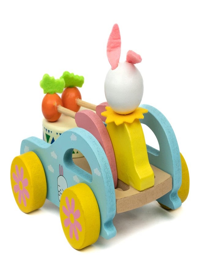 TOOLART® Wooden Drum Musical Pull Along Toy, Baby Early Walking Pull Toy, Rope Toy for Babies, Walking Toy Vehicle for Babies Wood, Multi Color (Pack of 1) (Bunny) (Color May Vary) - Image 3